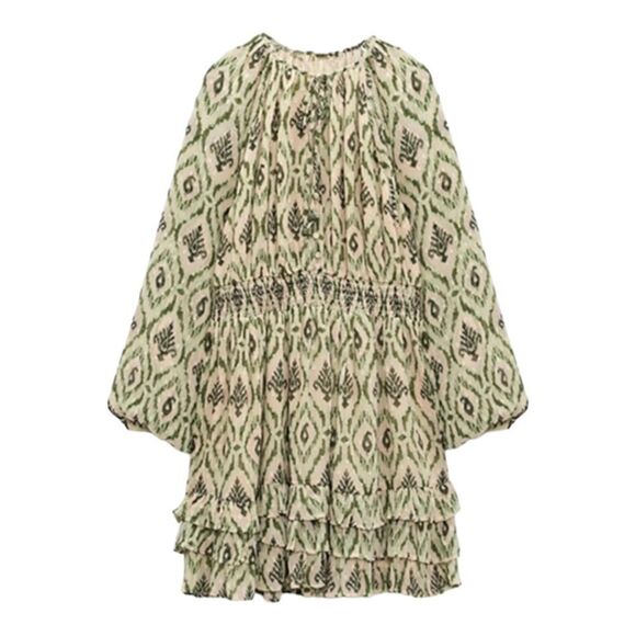 ZARA | Green | PRINTED SWISS DOT DRESS - Picture 3 of 9